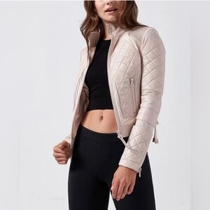 Blanc Noir Soft Pink Leather Mesh Moto Jacket Size Medium New w Tags